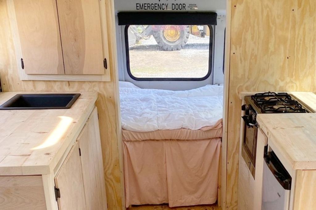 Cassie Furlong's Bedroom on the Sassy Bus tiny home