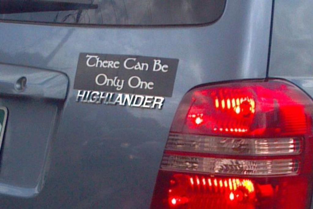 Highlander Bumper Sticker Funny