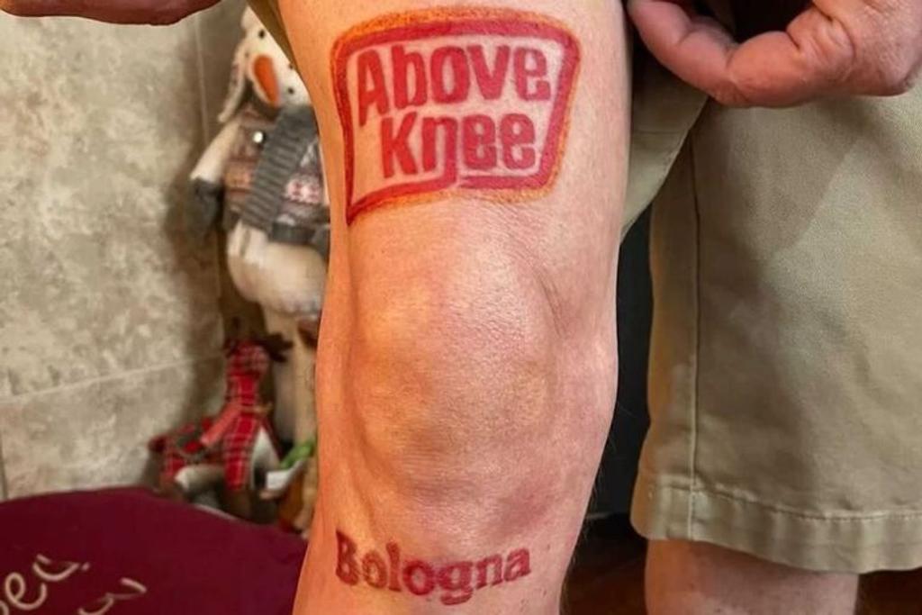 below knee tattoo funny
